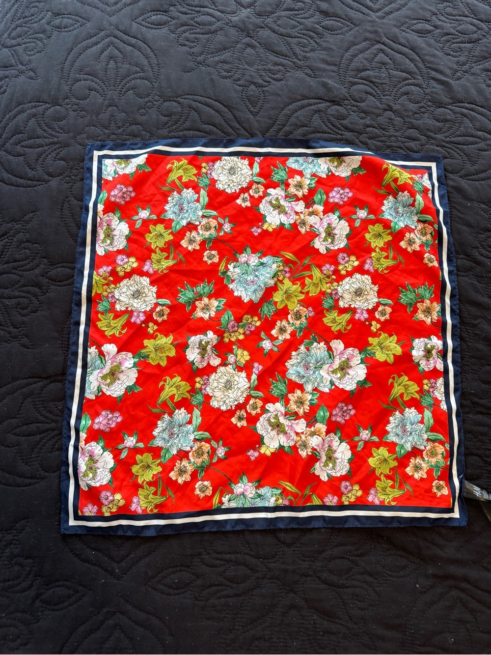 Floral Red Scarf - Vibrant Red Floral Print